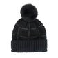 Plaid Pattern Pom Pom Beanie