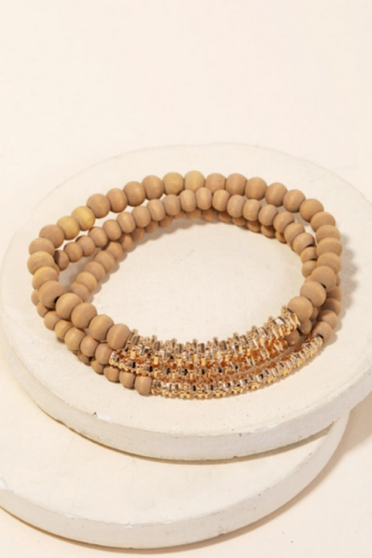 Textured Bar Beaded Stackable Bracelet