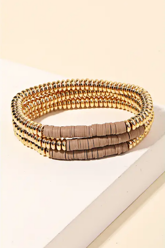 Disc Beaded Stackable Bracelet Set