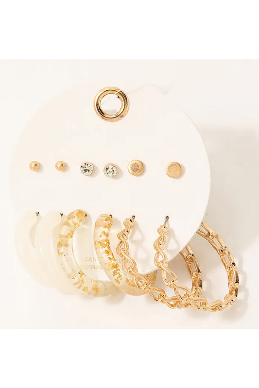 Assorted Chain Hoop Earrings Set